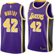 Los Angeles Lakers #42 James Worthy Jersey -Purple