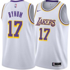 Los Angeles Lakers #17 Andrew Bynum Jersey -White