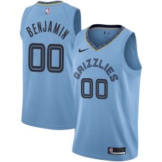 Memphis Grizzlies #00 Benoit Benjamin Jersey -Beale Street Light Blue