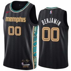 Memphis Grizzlies #00 Benoit Benjamin Jersey -Black 2020-2021 City