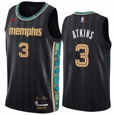 Memphis Grizzlies #3 Chucky Atkins Jersey -Black 2020-2021 City