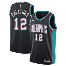 Memphis Grizzlies #12 Nick Calathes Jersey -Black Throwback