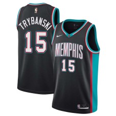 Memphis Grizzlies #15 Cezary Trybanski Jersey -Black Throwback