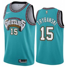 Memphis Grizzlies #15 Cezary Trybanski Jersey -Green Throwback