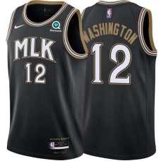 Atlanta Hawks #12 Jim Washington Jersey -Black 2020-21 City