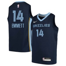 Memphis Grizzlies #14 Andre Emmett Jersey -Navy