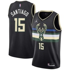 Milwaukee Bucks #15 Daniel Santiago Jersey -Black