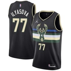 Milwaukee Bucks #77 Ersan Ilyasova Jersey -Black