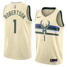 Milwaukee Bucks #1 Oscar Robertson Jersey -Cream