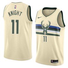 Milwaukee Bucks #11 Brandon Knight Jersey -Cream