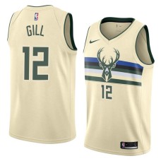 Milwaukee Bucks #12 Kendall Gill Jersey -Cream