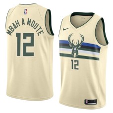 Milwaukee Bucks #12 Luc Mbah a Moute Jersey -Cream