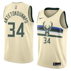 Milwaukee Bucks #34 Giannis Antetokounmpo Jersey -Cream