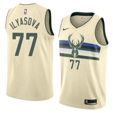 Milwaukee Bucks #77 Ersan Ilyasova Jersey -Cream