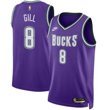 Milwaukee Bucks #8 Eddie Gill Jersey -Purple Classic