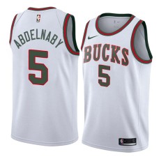 Milwaukee Bucks #5 Alaa Abdelnaby Jersey -White Throwback