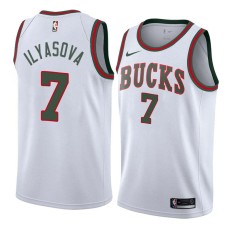 Milwaukee Bucks #7 Ersan Ilyasova Jersey -White Throwback