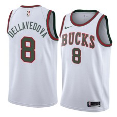 Milwaukee Bucks #8 Matthew Dellavedova Jersey -White Throwback