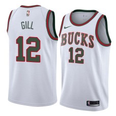 Milwaukee Bucks #12 Kendall Gill Jersey -White Throwback