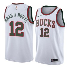 Milwaukee Bucks #12 Luc Mbah a Moute Jersey -White Throwback