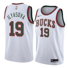 Milwaukee Bucks #19 Ersan Ilyasova Jersey -White Throwback