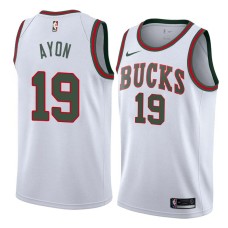 Milwaukee Bucks #19 Gustavo Ayon Jersey -White Throwback