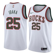 Milwaukee Bucks #25 Serge Ibaka Jersey -White Throwback