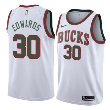 Milwaukee Bucks #30 Blue Edwards Jersey -White Throwback