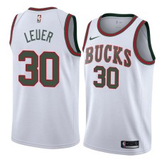 Milwaukee Bucks #30 Jon Leuer Jersey -White Throwback