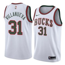 Milwaukee Bucks #31 Charlie Villanueva Jersey -White Throwback