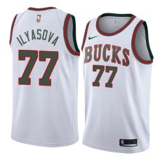 Milwaukee Bucks #77 Ersan Ilyasova Jersey -White Throwback