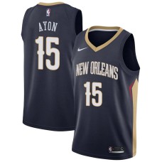 New Orleans Pelicans #15 Gustavo Ayon Jersey -Navy