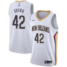 New Orleans Pelicans #42 PJ Brown Jersey -White