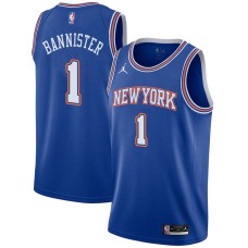 New York Knicks #1 Ken Bannister Jersey -JORDAN Blue