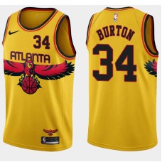 Atlanta Hawks #34 Ed Burton Jersey -Yellow 2021-22 City