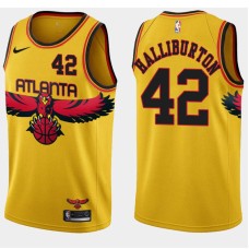 Atlanta Hawks #42 Jeff Halliburton Jersey -Yellow 2021-22 City