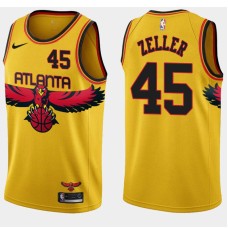 Atlanta Hawks #45 Tyler Zeller Jersey -Yellow 2021-22 City