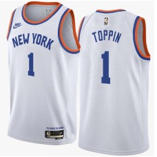 New York Knicks #1 Obi Toppin Jersey -White Classic