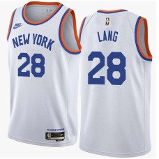 New York Knicks #28 Andrew Lang Jersey -White Classic