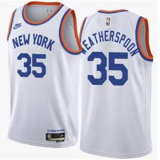 New York Knicks #35 Clarence Weatherspoon Jersey -White Classic