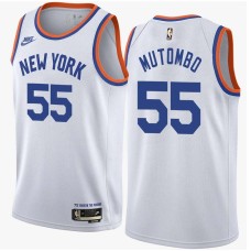 New York Knicks #55 Dikembe Mutombo Jersey -White Classic