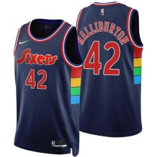 Philadelphia 76ers #42 Jeff Halliburton Jersey -2021-2022 City