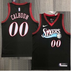 Philadelphia 76ers #00 Bill Calhoun Jersey -Black Throwback