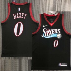 Philadelphia 76ers #0 Tyrese Maxey Jersey -Black Throwback