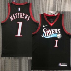 Philadelphia 76ers #1 Wes Matthews Jersey -Black Throwback