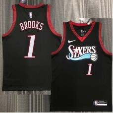 Philadelphia 76ers #1 Scott Brooks Jersey -Black Throwback