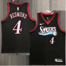 Philadelphia 76ers #4 Marlon Redmond Jersey -Black Throwback