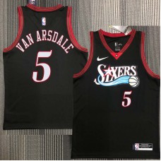 Philadelphia 76ers #5 Tom Van Arsdale Jersey -Black Throwback