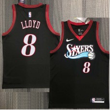 Philadelphia 76ers #8 Earl Lloyd Jersey -Black Throwback