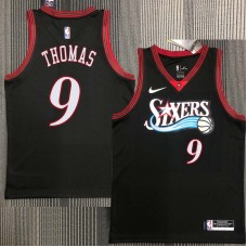 Philadelphia 76ers #9 Kenny Thomas Jersey -Black Throwback